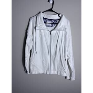 Tommy Bahama Women’s White Jacket Beachy Bay Full Zip Coastal Size Large